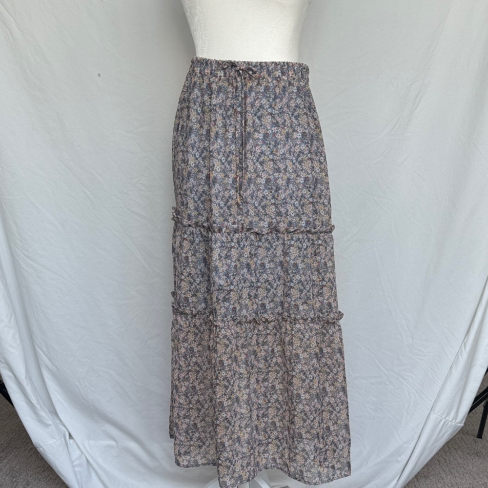 Sienna Sky Floral Maxi Skirt - Blue and Pink